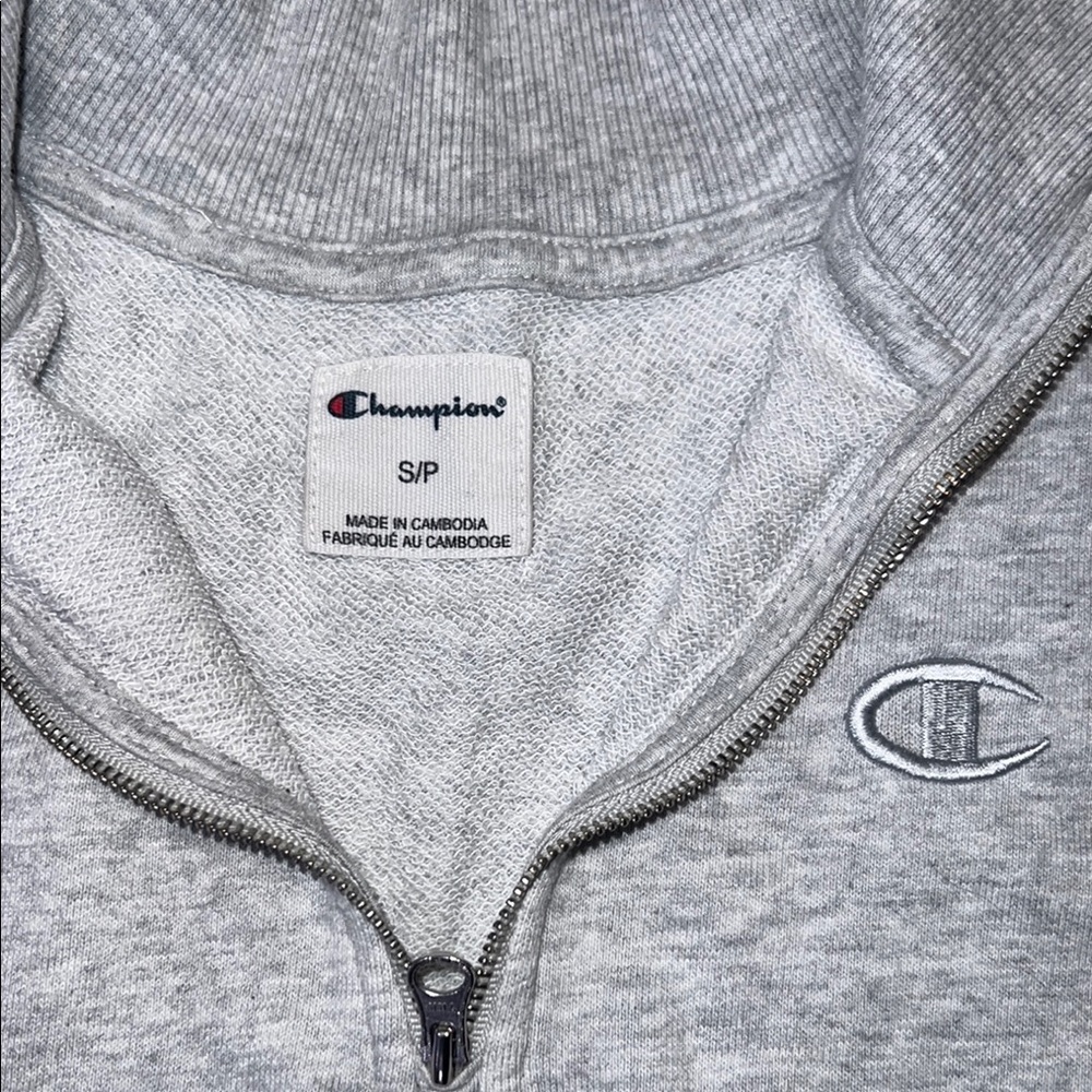 EUC - Champion Gray Zip Up Sweater Athletic Casual - Picture 2 of 7